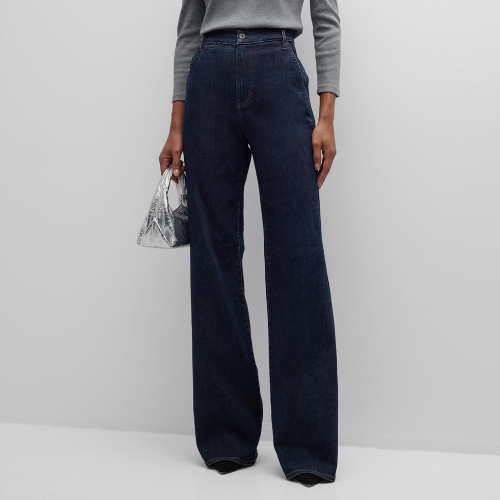 Veronica Beard Crosbie Wide Leg Trouser Jeans - Indigo - size 28 - hemmed 32 in.